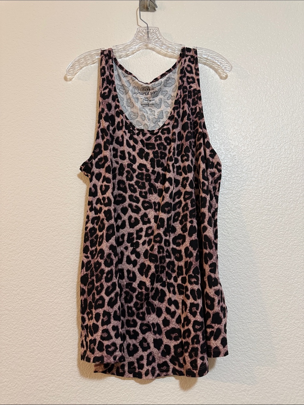 Torrid Sleep Pink and Black Leopard-Print Scoop Tank Plus size 3 Top